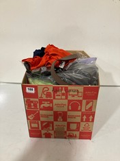 BOX OF ASSORTED ADULT CLOTHING TO INCLUDE URBAN CLASSICS T-SHIRT DARK ORANGE SIZE 4XL