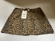 DAMSON MADDER ANIMAL PRINT MINI DENIM SKIRT BROWN SIZE 8