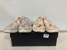 3 X ASSORTED ADULTS SHOES TO INCLUDE VIONIC BEACH PISMO CASUAL TRAINERS IN ORANGE/MULTI UK 6.5