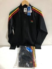 ADIDAS SST TRACK ZIPPED JACKET BLACK/BETSCA/SOGOLD SIZE SM TO INCLUDE ADIDAS SST TRACK PANTS BLACK/BESTSCA/SOGOLD SIZE M TOTAL RRP- Ã‚£130