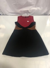 KAREN MILLEN SLEEVELESS COLOR BLOCK COCKTAIL PARTY DRESS BLACK/RED SIZE 14