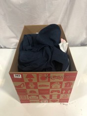 BOX OF ASSORTED KIDS CLOTHING TO INCLUDE H&M SINGLE BREASTED BLAZER BLUE SIZE 13-14YRS