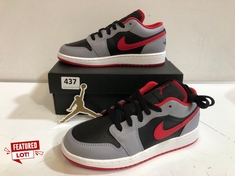 AIR JORDAN 1 LOW (GS) KIDS TRAINERS BLACK/FIRE RED-CEMENT GREY SIZE 3.5