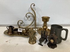 A COLLECTION OF ASSORTED ANTIQUE BRASS AND PEWTER ITEMS