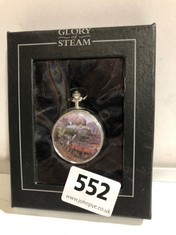 A GLORY OF STEAM FULL HUNTER POCKET WATCH, BOXED