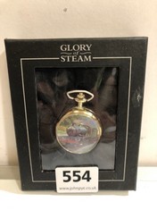 A GLORY OF STEAM FULL HUNTER POCKET WATCH, BOXED