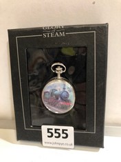 A GLORY OF STEAM FULL HUNTER POCKET WATCH, BOXED