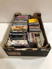 A BOX OF ASSORTED MEDIA, CDS, DVDS ETC (18 ONLY)