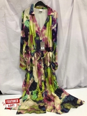 MADELEINE MAXI DRESS LIME/MULTI SIZE 10 - RRP £209.95