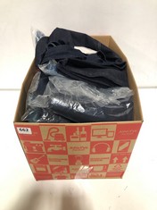 BOX OF ASSORTED ADULT CLOTHING TO INCLUDE WASH CLOTHING COMPANY LADIES ORGANIC DENIM PINAFORE DARK BLUE SIZE 14