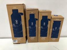 4 X ASSORTED SIZED OCEAN BOTTLE OCEAN BLUE TO INCLUDE SIZE 1 LITRE