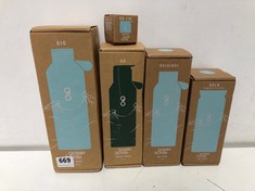 5 X ASSORTED OCEAN BOTTLES/LID TO INCLUDE SKY BLUE 500ML