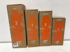 4 X ASSORTED SIZED OCEAN BOTTLE SUN ORANGE TO INCLUDE SIZE 1 LITRE