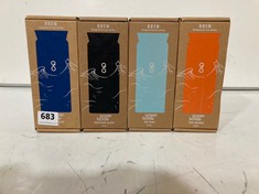 4 X ASSORTED COLOURED OCEAN BOTTLES 350ML TO INCLUDE SUN ORANGE