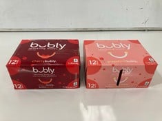 27 X PACKS OF BUBBLY SPARKLING WATER - CHERRY AND GRAPEFRUIT - PACK OF 12 X 355ML / EACH - BBE.: 07/24 ( COLLECTION ONLY )