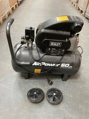 SEALEY 50L DIRECT DRIVE AIR COMPRESSOR WITH 4PC AIR ACCESSORY KIT RRP £275