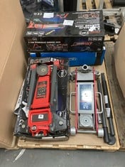 PALLET OF ASSORTED ITEMS TO INCLUDE MASTERPRO 3 TON HYDRAULIC GARAGE JACK (KERBSIDE PALLET DELIVERY)