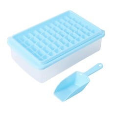 12 X ICE CUBE TRAY WITH LID AND BIN FOR FREEZER, EASY RELEASE 55 NUGGET ICE TRAY WITH COVER, STORAGE CONTAINER, SCOOP. PERFECT SMALL ICE CUBE MAKER TRAY & MOLD. FLEXIBLE DURABLE PLASTIC, BPA FREE - T