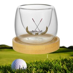 19 X GOLF GIFTS FOR MENS GOLFERS, GOLF GLASSES WITH COASTER EMBEDDED UNIQUE RUM GOLF GLASS NOVELTY WINE GLASSES PERFECT DRINKING ACCESSORY AND HOME BAR PARTY GAME BIRTHDAY FATHER'S DAY GOLF GIFT - TO