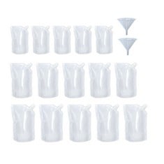 37 X 15PCS 3 MIXED SIZES REFILLABLE DRINK POUCHES FOR FESTIVALS CLEAR TRAVEL PLASTIC DRINKS FLASKS CRUISE KIT REUSABLE ALCOHOL LIQUOR JUICE BAGS DRINK CONTAINER PARTY HALLOWEEN    HOT COLD BEVERAGE -