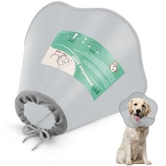 10 X SUPET DOG CONE COLLAR, ADJUSTABLE PET RECOVERY COLLAR DOG SURGERY CONE PROTECTIVE DOG CONE COLLAR FOR LARGE SMALL DOGS AFTER SURGERY, PLASTIC DOG CATS , GREY XXXL  - TOTAL RRP £134: LOCATION - R