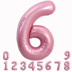 48 X TONIFUL 40 INCH LIGHT PINK LARGE MACARON NUMBERS BALLOONS 0-9, NUMBER 6 DIGIT 6 HELIUM BALLOONS, FOIL MYLAR BIG NUMBER PASTEL BALLOONS FOR BIRTHDAY PARTY ANNIVERSARY SUPPLIES DECORATIONS - TOTAL