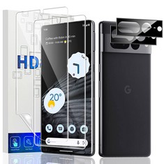 44 X CENMASO , 2+2 PACK  FOR GOOGLE PIXEL 7 PRO SCREEN PROTECTOR + CAMERA LENS PROTECTOR, , NOT GLASS  ANTI-SCRATCH AND BUBBLE-FREE SOFT TPU HD CLEAR FULL COVERAGE SCREEN PROTECTOR FOR PIXEL 7 PRO 6.