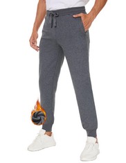 13 X SPECIAL MAGIC MEN'S FLEECE LINED JOGGER PANTS WITH ZIPPER POCKETS WINTER WARM TROUSERS THERMAL JOGGING BOTTOMS FLEECE SWEATPANTS , HEATHER GREY, L  - TOTAL RRP £195: LOCATION - RACK B