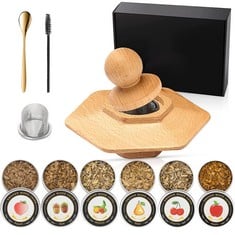 10 X DRUNKEN COCKTAIL SMOKER KIT WITH 6 FLAVORS OF WOOD CHIPS FOR WHISKY BOURBON WHISKEY MAKING KIT OLD FASHIONED FIREPLACE DRINK SMOKER FOR WINE CHEESE SALAD MEAT - TOTAL RRP £133: LOCATION - RACK B