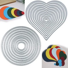 29 X 18 PIECES METAL CUTTING DIES STENCIL, LOVE HEART CUTTING DIES + ROUND CUTTING DIES STENCIL SCRAPBOOKING EMBOSSING FOR HALLOWEEN    DECOR KID'S ALBUM PAPER PHOTO CARD HANDMADE DIY CRAFT - TOTAL R