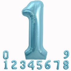 35 X TONIFUL 40 INCH LIGHT BLUE LARGE MACARON NUMBERS BALLOONS 0-9, NUMBER 1 DIGIT 1 HELIUM BALLOONS, FOIL MYLAR BIG NUMBER PASTEL BALLOONS FOR BIRTHDAY PARTY ANNIVERSARY SUPPLIES DECORATIONS - TOTAL