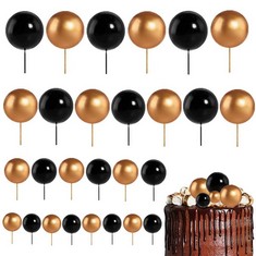 37 X 24 PACK BALLS CAKE TOPPER, ROUND BALL CAKE TOPPER, MINI BALLOON CAKE TOPPER, PEARL BALLS CAKE TOPPER BAKING DECORATION, FOR BIRTHDAY PARTY WEDDING BABY SHOWER ANNIVERSARY GRADUATION - TOTAL RRP