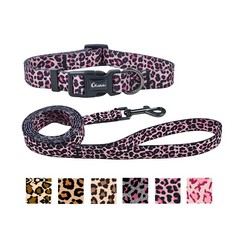 QUANTITY OF ASSORTED ITEMS TO INCLUDE OLAHIBI DOG COLLAR AND LEASH SET, LEOPARD PATTERN, POLYESTER MATERIAL, 150CM MATCHING LEASH, FOR LARGE DOGS., L, PINK LEOPARD : LOCATION - RACK C