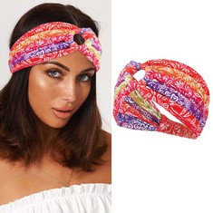 QUANTITY OF ASSORTED ITEMS TO INCLUDE ZOESTAR BOHO HEADBAND FLOWER PRINTED HEAD SCARVES TWISTED KNOTTED HAIR BAND WIDE TURBAN HEAD WRAPS FOR WOMEN AND GIRLS,PACK OF 1 , D : LOCATION - RACK C