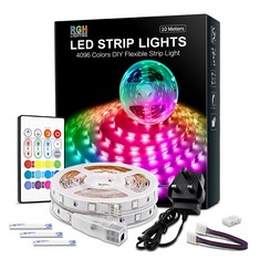 QUANTITY OF ASSORTED ITEMS TO INCLUDE RGB LED STRIP LIGHTS 10M, BRIGHT 4096 DIY COLORS ROPE LIGHTS WITH MEMORY FUNCTION, SELF-ADHESIVE COLOR CHANGING LIGHT STRIP WITH REMOTE, 30 MINS TIMING OFF LED T