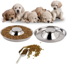 QUANTITY OF ASSORTED ITEMS TO INCLUDE KATHSON STAINLESS STEEL PUPPY DOG BOWLS, 2 PACK PUPPY LITTER FOOD FEEDING WEANING SILVER PET FOOD WATER FEEDER BOWL: LOCATION - RACK C