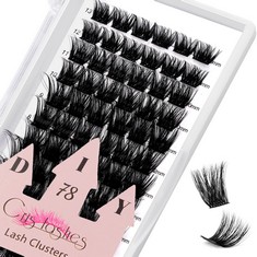 40 X LASH CLUSTERS 78 PCS, CRISLASHES CLUSTER LASHES D CURL 8-16MM DIY EYELASH EXTENSION, SUPER SOFT EYELASHES CLUSTERS AT HOME USE , F19 MIX 8-16MM  - TOTAL RRP £233: LOCATION - RACK A