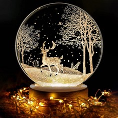 QUANTITY OF ASSORTED ITEMS TO INCLUDE WERPOWER NIGHT-LIGHT-KIDS-MOON-LAMP,   -NIGHT-LIGHT-3D-MOOSE-ENGRAVING, TOUCH CONTROL, WOODEN STAND USB RECHARGEABLE, 3 COLORS ADJUSTABLE BRIGHTNESS    GIFTS FOR