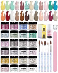 12 X ROFRAN 24 COLOURED ACRYLIC POWDER SET WITH ACRYLIC LIQUID MONOMER FOR NAIL EXTENSION,12G/BOX LARGE GLITTER ACRYLIC NAIL POWDER SETS FOR WOMEN NAIL,ACRYLIC NAIL KIT FOR BEGINNERS DIY NAILS HOME S