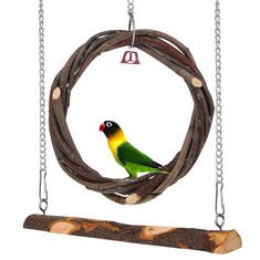 35 X POPOPOP BIRD SWING, 2 PACKS PARROT SWING WOODEN BIRD SWING TOY WITH BELL HANGING SWING RING FOR BUDGIE PARAKEET COCKATIEL - TOTAL RRP £356: LOCATION - RACK D