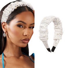 24 X ZOESTAR WIDE HEADBAND STAR HAIR HOOP GLITTER ELASTIC HAIR BANDS PARTY CUSTOM HAIR ACCESSORIES FOR WOMEN AND GIRLS , WHITE  - TOTAL RRP £136: LOCATION - RACK A