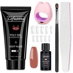 20 X LOFUANNA POLY GEL NAIL KIT-30ML DEEP NUDE POLY EXTENSION GEL NAIL STARTER KIT, POLY NAIL GEL WITH NAIL LAMP SLIP SOLUTION NAIL FORM NAIL BRUSH,NAIL STRENGTHEN NAIL GEL KIT DIY FOR BEGINNERS - TO