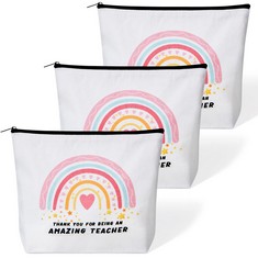 12 X 3 PIECES TEACHER GIFTS THANK YOU TEACHER GIFT BULK TEACHER SURVIVAL KITS RAINBOW MAKEUP COSMETIC BAGS POUCH TEACHER SUPPLIES ZIPPER MAKEUP BAG THANK YOU GIFT FOR WOMEN TEACHERS THANKSGIVING - TO