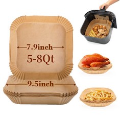 13 X , 7.9IN*7.9IN SQUARE AIR FRYER LINERS DISPOSABLE,FOOD GRADE PARCHMENT,OIL AND WATER RESISTANT ON BOTH SIDES,COMPATIBLE WITH COSORI,NINJA,TOWER,TEFAL AIR FRYER,SUITABLE FOR STEAMER,MICROWAVE OVEN