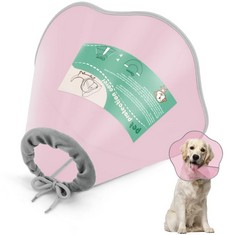 11 X SUPET DOG CONE COLLAR, ADJUSTABLE PET RECOVERY COLLAR DOG SURGERY CONE PROTECTIVE DOG CONE COLLAR FOR LARGE SMALL DOGS AFTER SURGERY, PLASTIC DOG CATS , PINK S  - TOTAL RRP £158: LOCATION - RACK