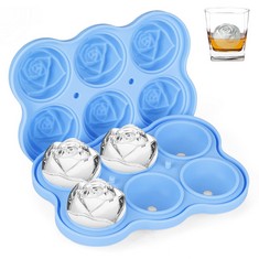 39 X ICE CUBE MOLDS TRAYS,KANGRUI 6 CAVITY SILICONE ROSE ICE BALL MAKER, EASY RELEASE LARGE ICE CUBE FORM FOR CHILLED COCKTAILS, WHISKEY, BOURBON & HOMEMADE JUICE , BLUE  - TOTAL RRP £324: LOCATION -