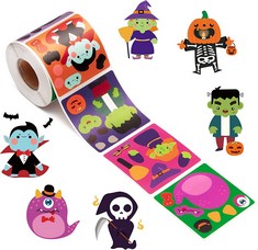 46 X HAOORYX 300 PCS MAKE-A-FACE DIY HALLOWEEN CHARACTER SCENE STICKERS FOR KIDS CUTE CARTOON WITCH VAMPIRE ZOMBIE STICKER ART CRAFT SCHOOL CLASSROOM HOME DECORATION    BIRTHDAY GIFT PARTY SUPPLIES -