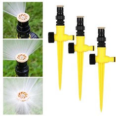 25 X GARDEN SPRINKLER, 3PCS AUTOMATIC 360 ROTATING LAWN SPRINKLER IRRIGATION SPRAYER SYSTEM, ADJUSTABLE LAWN WATER SPRINKLER FOR WATERING LAWN PLANTS FLOWERS VEGGIES GRASS LAWN PLANTS - TOTAL RRP £20