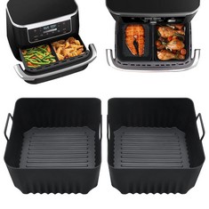 27 X BAAN FLY 2 PACK LARGE SILICONE AIR FRYER LINERS FOR NINJA AF500UK, REUSABLE AIR FRYER ACCESSORIES NINJA FOOD FLEX DRAWER, 10.4L NINJA AIR FRYER LINERS INSERTS - TOTAL RRP £250: LOCATION - RACK E