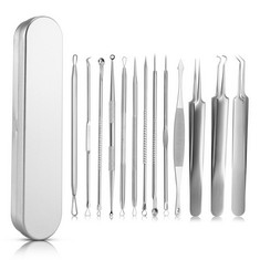 QUANTITY OF ITEMS TO INCLUDE 13 PCS BLACKHEAD REMOVER PIMPLE POPPER TOOL KITS, COMEDONE ACNE EXTRACTOR KIT BLACKHEAD REMOVER TWEEZERS SET STAINLESS STEEL FOR FOREHEAD/FACIAL/NOSE SUITABLE FOR WOMEN A